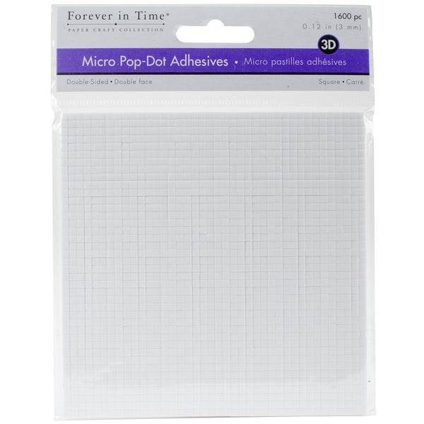 MultiCraft 3D Pop Dots Dual-Adhesive Micro Foam Adhesives-White Square, .12" 1600/Pkg