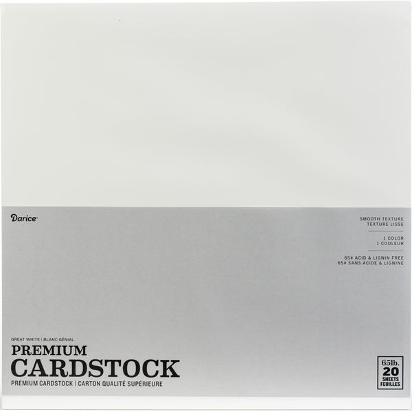 Core'dinations Value Pack Smooth Cardstock 12"X12" 20/Pkg-Great White