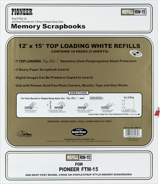 Pioneer Universal Top-Loading Page Protectors 5/Pkg-12"X15" (W/White Inserts)