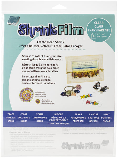 Shrink Film 8.5"X11" 6/Pkg-Clear