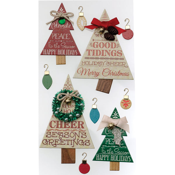Jolee's Boutique Dimensional Stickers-Holiday Word Trees