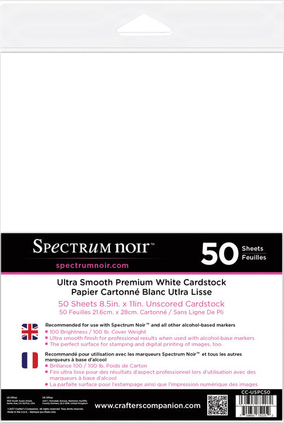 Spectrum Noir Ultra Smooth Premium Cardstock 8.5"X11" 50/Pkg-White