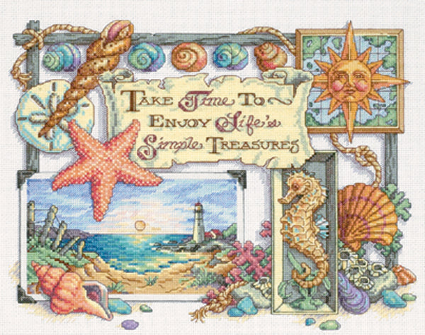 Simple Treasures Counted Cross Stitch Kit-14"X11" 14 Count