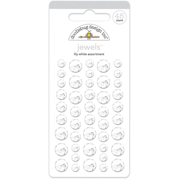 Doodlebug Adhesive Jewels 6mm, 8mm & 10mm 45/Pkg-Lily White