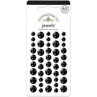 Doodlebug Adhesive Jewels 6mm, 8mm & 10mm 45/Pkg-Beetle Black