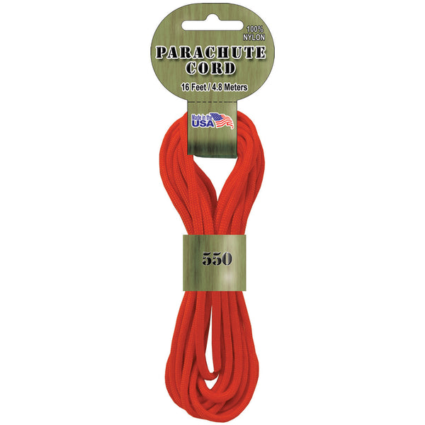 Parachute Cord 4mmx16'-Neon Orange