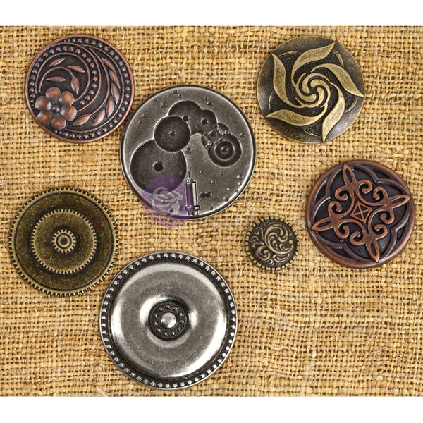 Prima Mechanicals Metal Embellishments-Vintage Center 7/Pkg