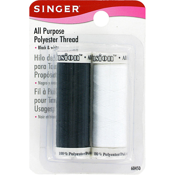 All-Purpose Polyester Thread 200yd 2/Pkg-Black & White