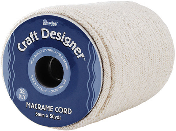 Macrame Cord 32-Ply 3mmX50yd-Natural Cotton