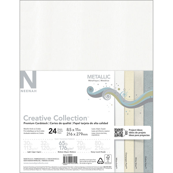 Neenah Metallic Cardstock 8.5"X11" 24/Pkg-4 Colors/6 Each