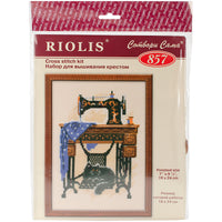 Cat With Sewing Machine Counted Cross Stitch Kit-7"X9.5" 15 Count