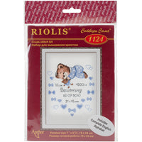 Boys Birth Announcement Counted Cross Stitch Kit-7"X9.5" 14 Count