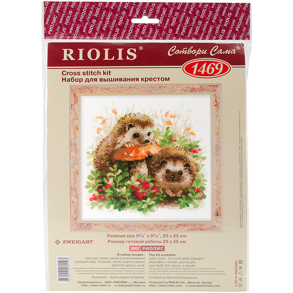Hedgehogs In Lingonberries Counted Cross Stitch Kit-9.75"X9.75" 14 Count