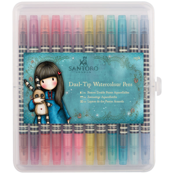Santoro Watercolour Dual-Tip Pens 12/Pkg-Brights