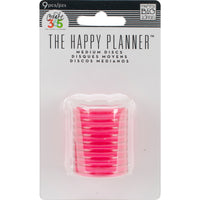 Create 365 Happy Planner Discs 9/Pkg-Clear Hot Pink 1.25"