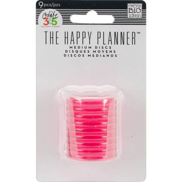 Create 365 Happy Planner Discs 9/Pkg-Clear Hot Pink 1.25"