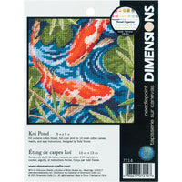 Koi Pond Mini Needlepoint Kit-5"X5" Stitched In Thread