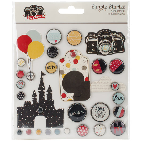Say Cheese III Metal Brads & Tags 28/Pkg-
