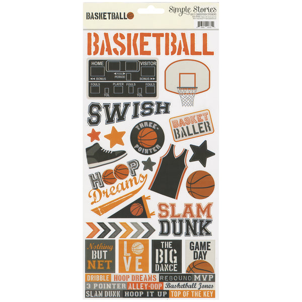 Simple Sets Basketball Cardstock Stickers 6"X12"-