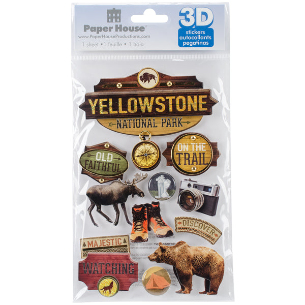 Paper House 3D Stickers 4.5"X7"-Yellowstone