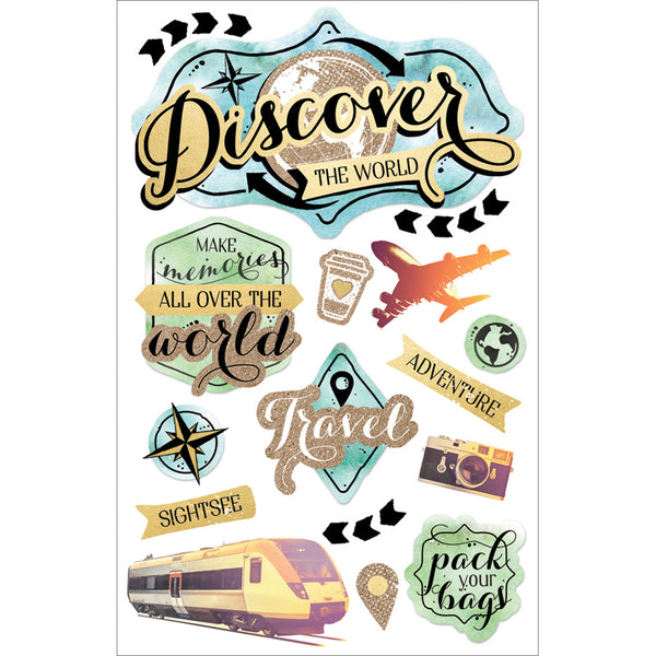 Paper House 3D Stickers 4.5"X7"-Discover The World