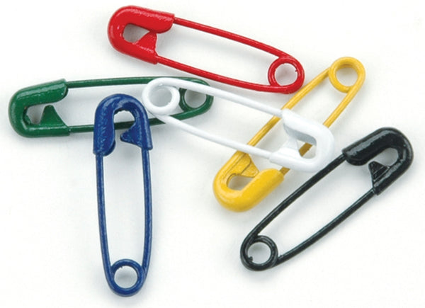 Mini Painted Safety Pins .75" 50/Pkg-Primary