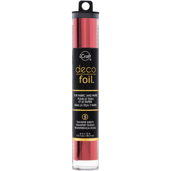 Deco Foil Transfer Sheets 6"X12" 5/Pkg-Red