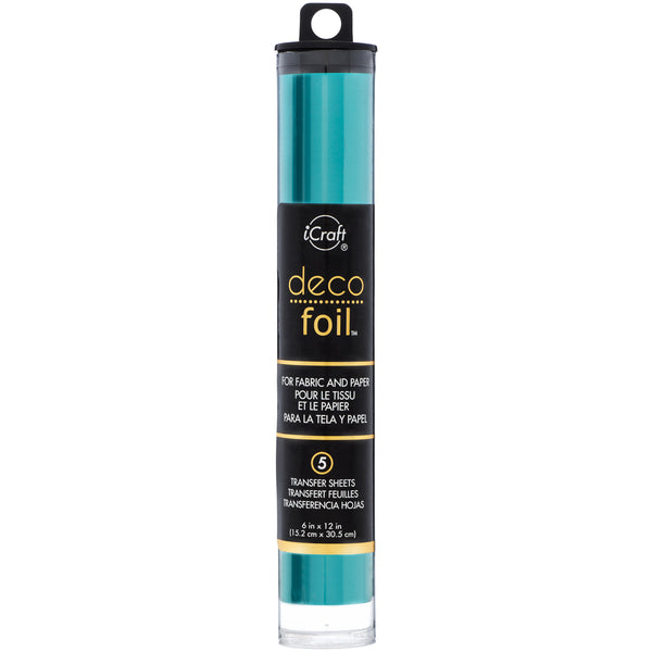 Deco Foil Transfer Sheets 6"X12" 5/Pkg-Turquoise (satin)