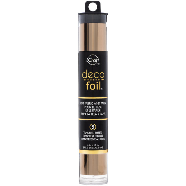Deco Foil Transfer Sheets 6"X12" 5/Pkg-Rose Gold