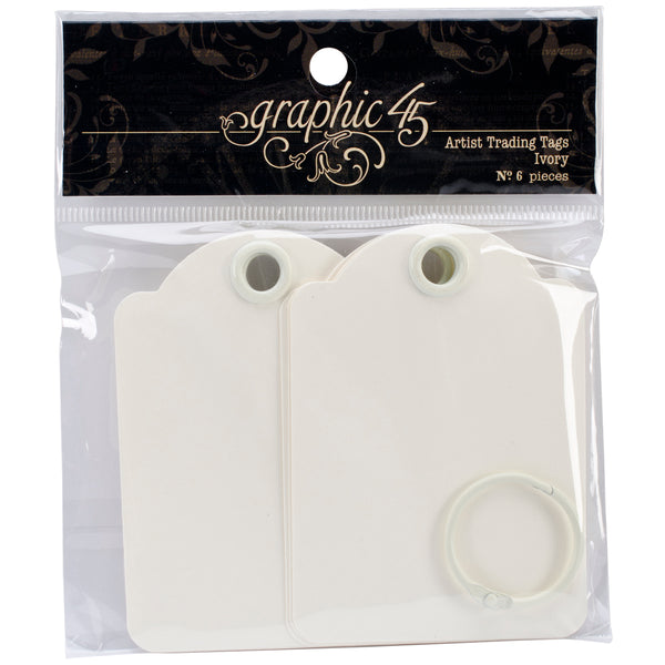 Graphic 45 Staples Artist Trading Tag Album 3.5"X2.5"-Ivory