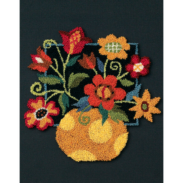 Dimensions Punch Needle Kit 8"X10"-Florl On Black