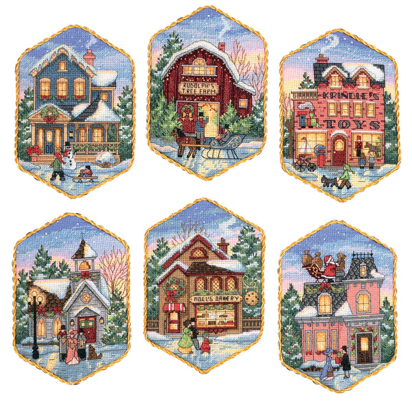 Dimensions Gold Collection Counted Cross Stitch Kit 5" Long-Christmas Village Ornaments (18 Count)