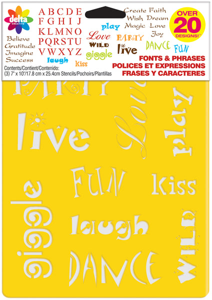 Stencil Mania Stencils 7"X10" 3/Pkg-Fonts & Phrases