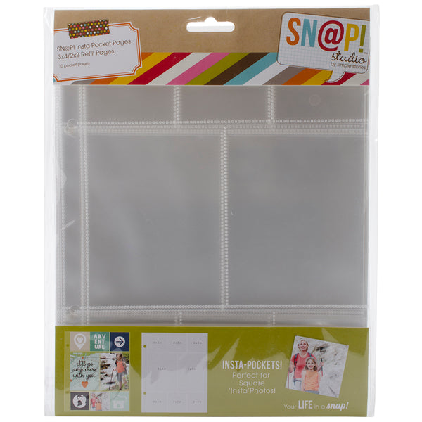 Sn@p! Insta Pocket Pages For 6"X8" Binders 10/Pkg-(6) 2"X2" & (2) 3"X4" Pockets