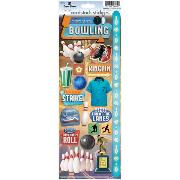 Paper House Cardstock Stickers 4.625"X13"-Let's Go Bowling