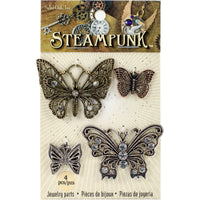 Steampunk Metal Accents 4/Pkg-Butterflies