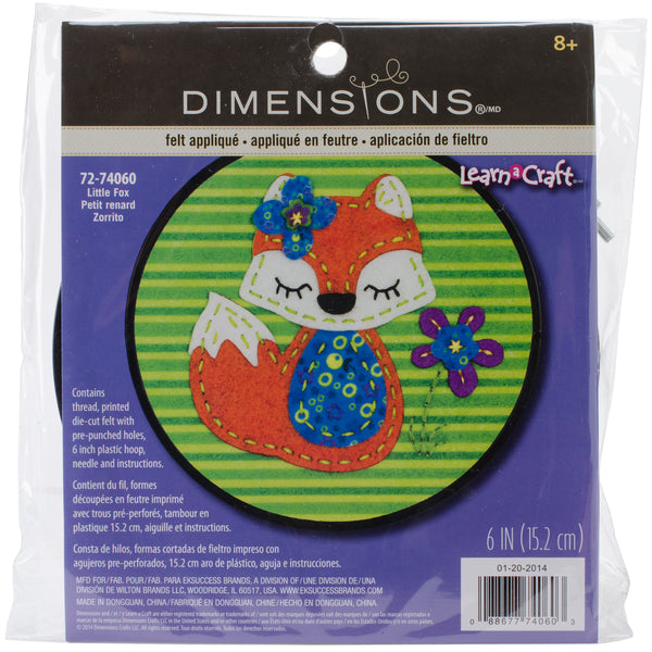 Dimensions/Learn-A-Craft Felt Applique Kit 6" Round-Little Fox