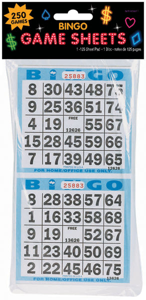Bingo Game Sheets 4"X8" 125/Pkg-250 Games