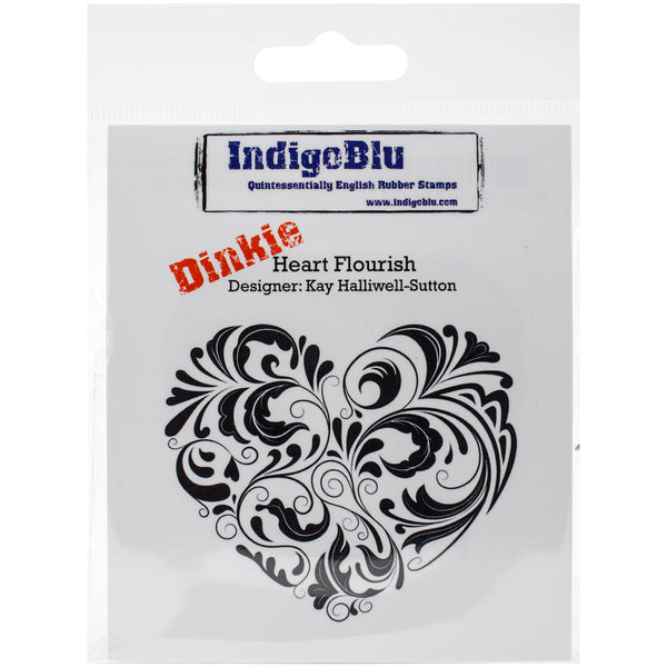 IndigoBlu Cling Mounted Stamp 4"X3"-Heart Flourish