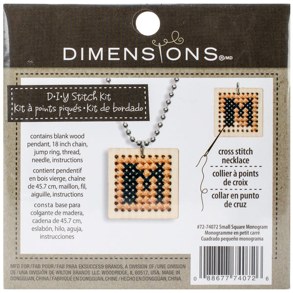 Small Wooden Jewelry Counted Cross Stitch Kit-1" Square Monogram Pattern