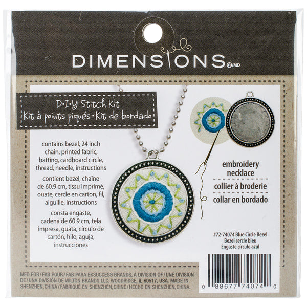 Dimensions Metal Bezel Jewelry Embroidery Kit 1.5" Round-Blue Circle Pattern