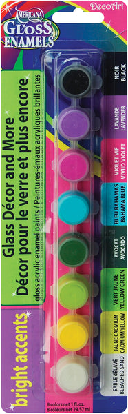 Americana Gloss Enamels Paint Pots 8/Pkg-Bright Accents