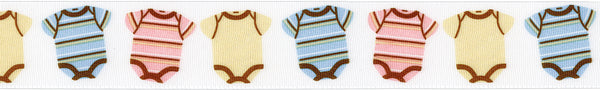 Onesie Ribbon 7/8"X9'-Pink, Brown & Blue