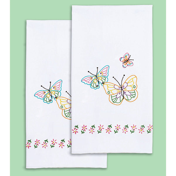 Jack Dempsey Stamped Decorative Hand Towel Pair 17"X28"-Fluttering Butterflies
