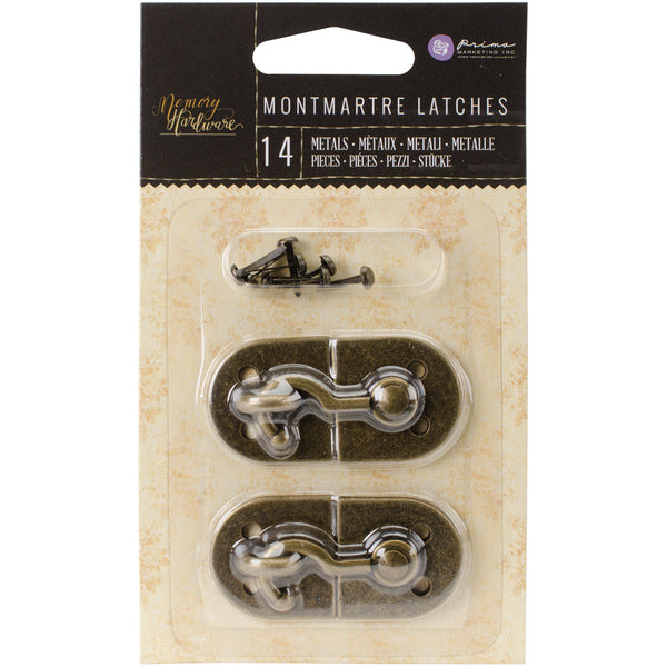 Prima Frank Garcia Memory Hardware Embellishments-Montmartre Metal Latch W/Brads 2" 2/Pkg