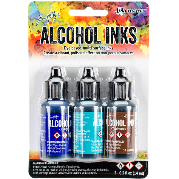 Tim Holtz Alcohol Ink .5oz 3/Pkg-Mariner-Indigo/Mermaid/Teakwood