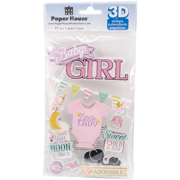 Paper House 3D Stickers 4.5"X8.5"-Baby Girl
