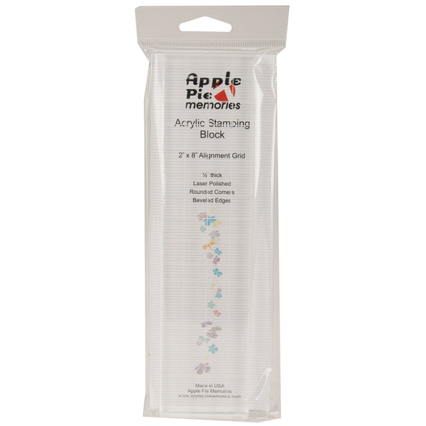 Apple Pie Memories Acrylic Stamp Block W/Alignment Grid-2"X8"X.5"