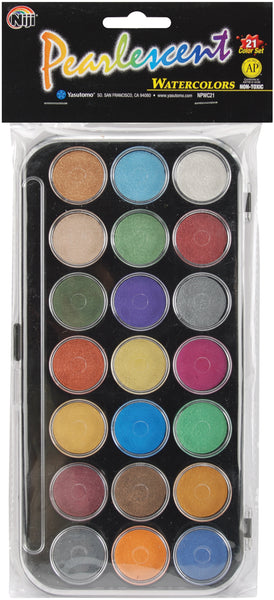 Pearlescent Watercolor Paint Cakes 21/Pkg-Assorted Colors