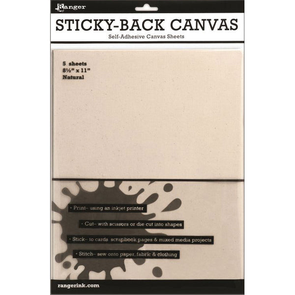 Inkssentials Sticky-Back Canvas 5/Pkg-Natural 8.5"X11"